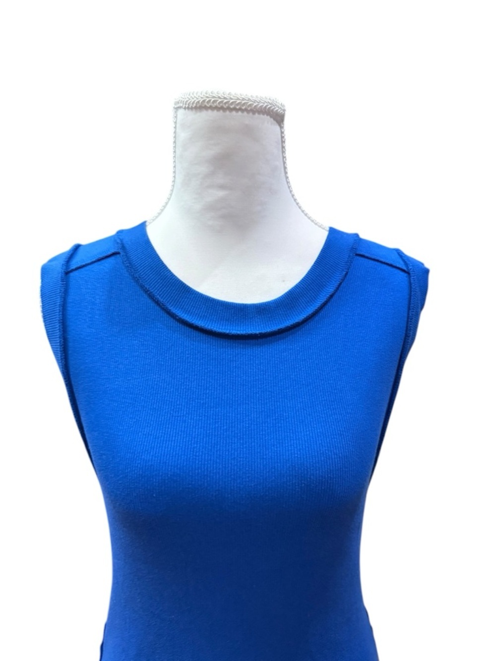 We The Free Free People Blue Ribbed Tank Top Size Large Sleeveless Stretch Basic - Picture 7 of 11